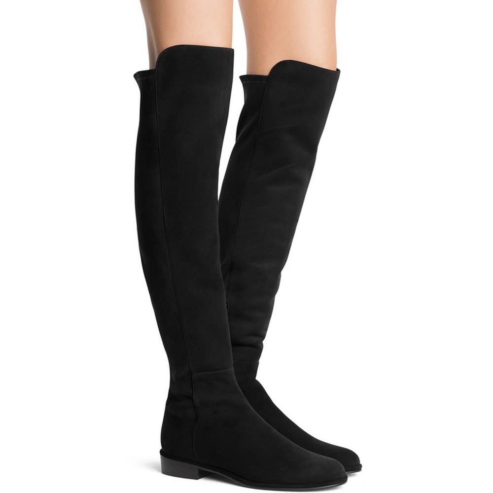 Stuart Weitzman Allgood Suede Over the Knee Boots, Black, 8.5M